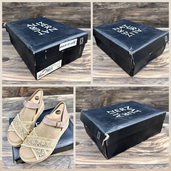 NIB Naturalizer Delaney 2 9M Woven Ankle Strap Comfort Platform Sandal Natural - Picture 12 of 12